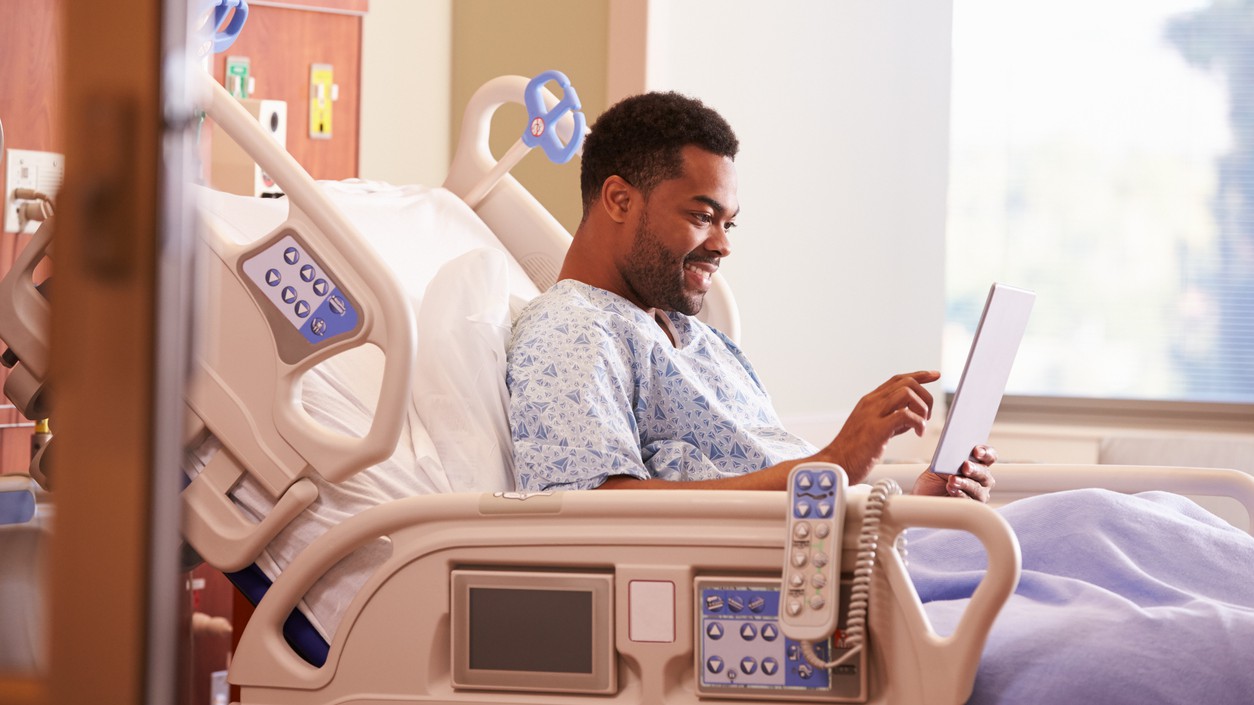 bedside tablet used as a patient engagement solution