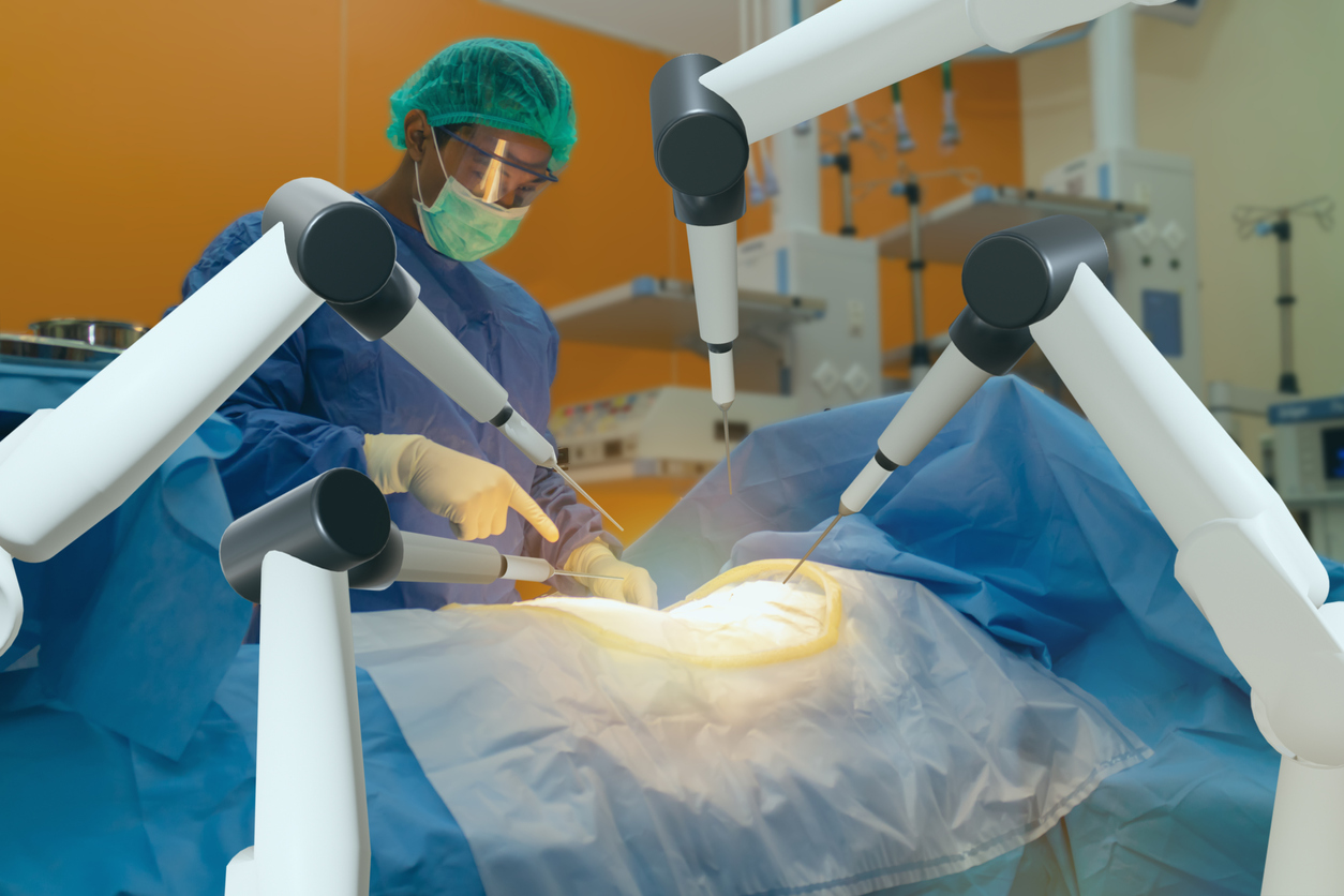 robotics in healthcare smart medical health care concept, surgery robotic machine use allows doctors to perform many types of complex procedures with more precision, flexibility and control than is possible