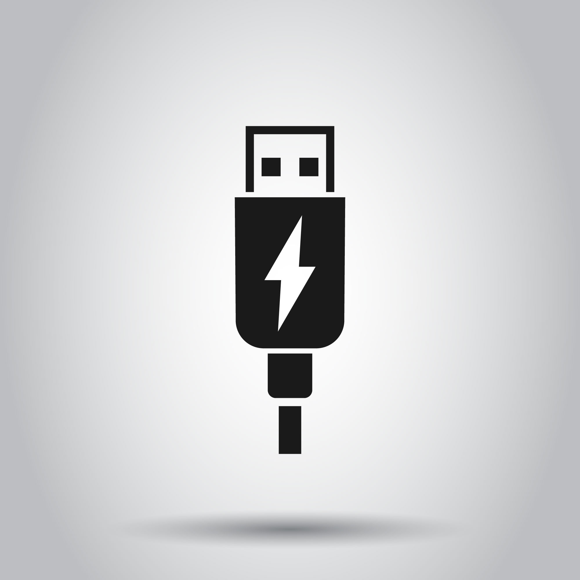 Usb cable icon in flat style.
