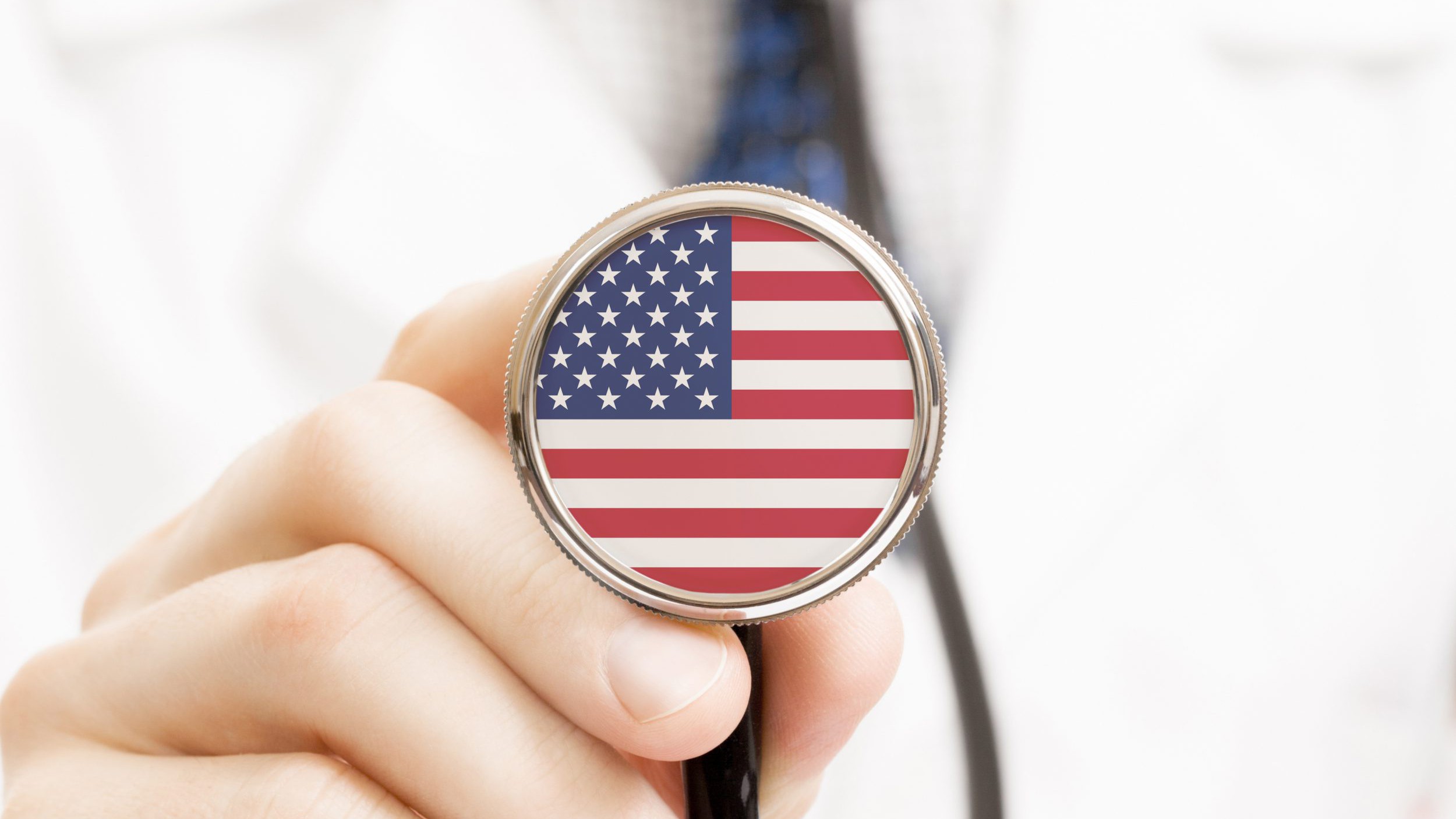 National flag on stethoscope conceptual series - United States