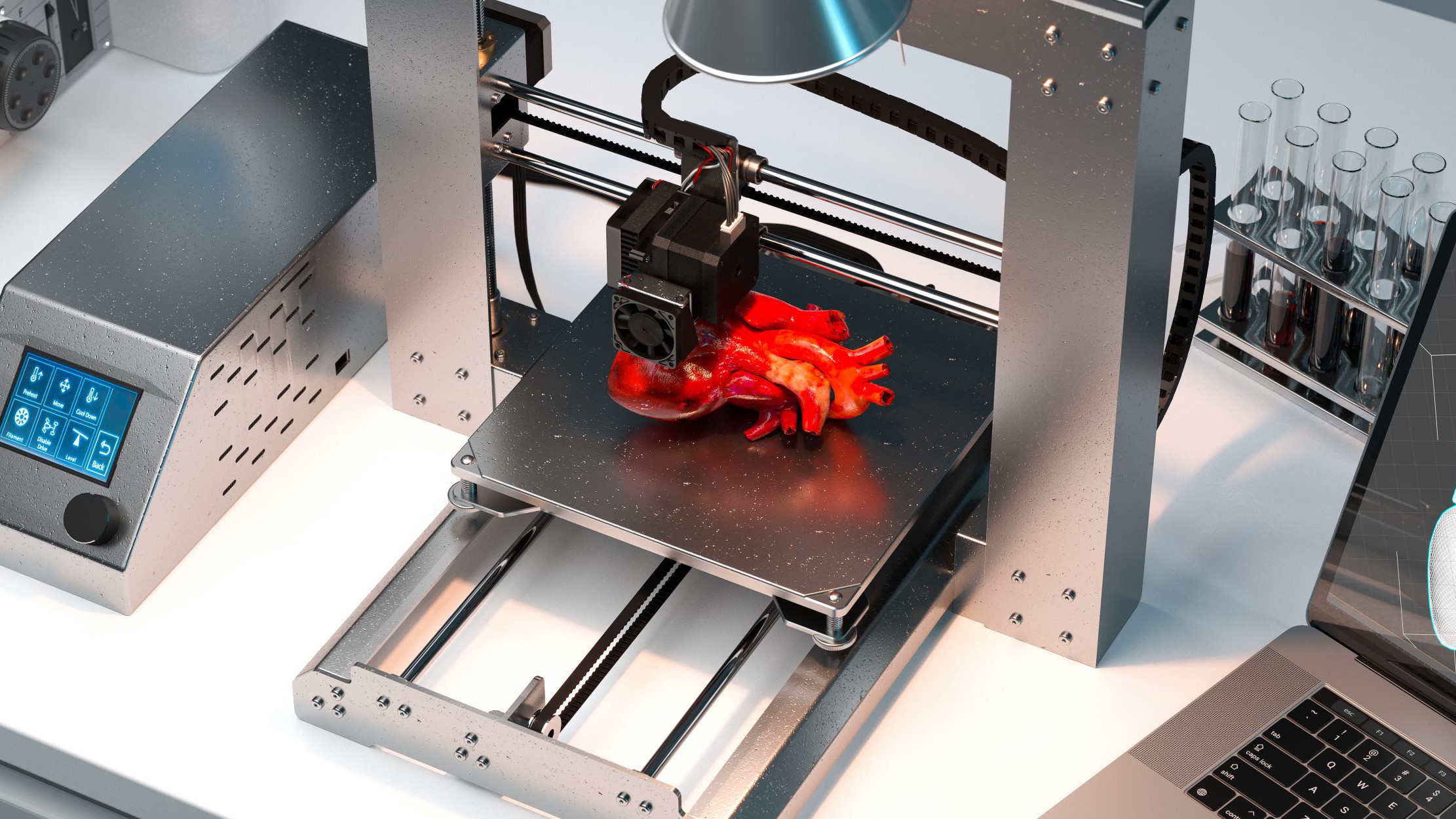 Medical 3D Printing Realistic Heart In Modern Laboratory