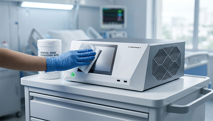 Medical AI Edge PC Being Disinfected