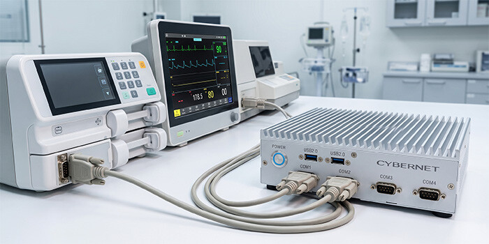 CyberMed R60 with Devices Plugged Into Front