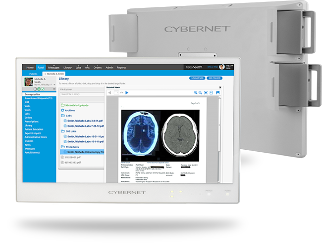 Battery-Powered Medical Computer Front and Back